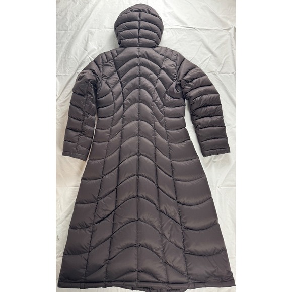 Patagonia Women Down Long Puffer Coat downtown Loft chocolate Brown Sz M Hooded - Picture 14 of 16